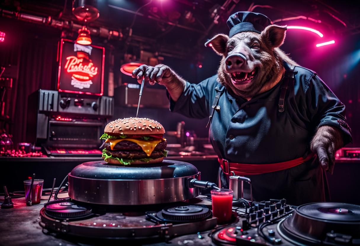 Post-Apocalyptic Boar Chef DJ in Burlesque Theater