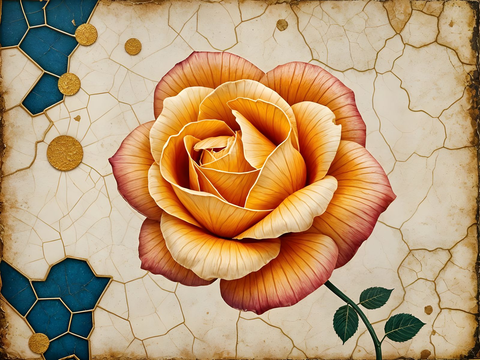 Kintsugi Cubism with Goldenpunk Filigree and Roses