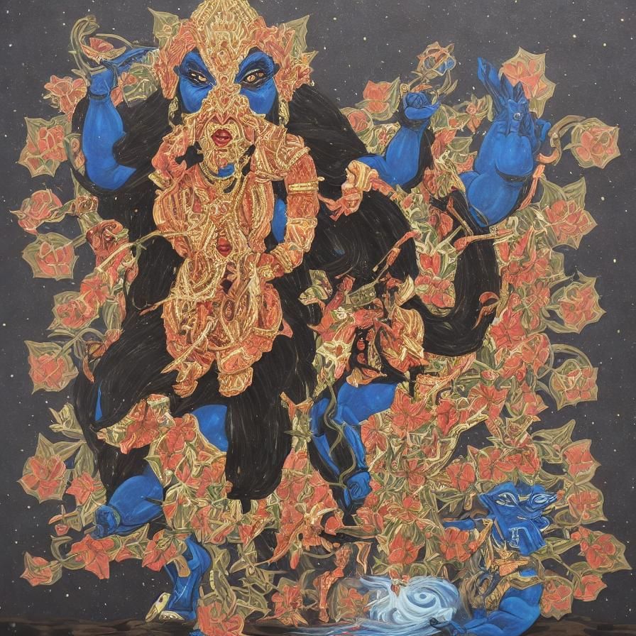 Goddess Gaia with Geometric Forms in Cubist Style