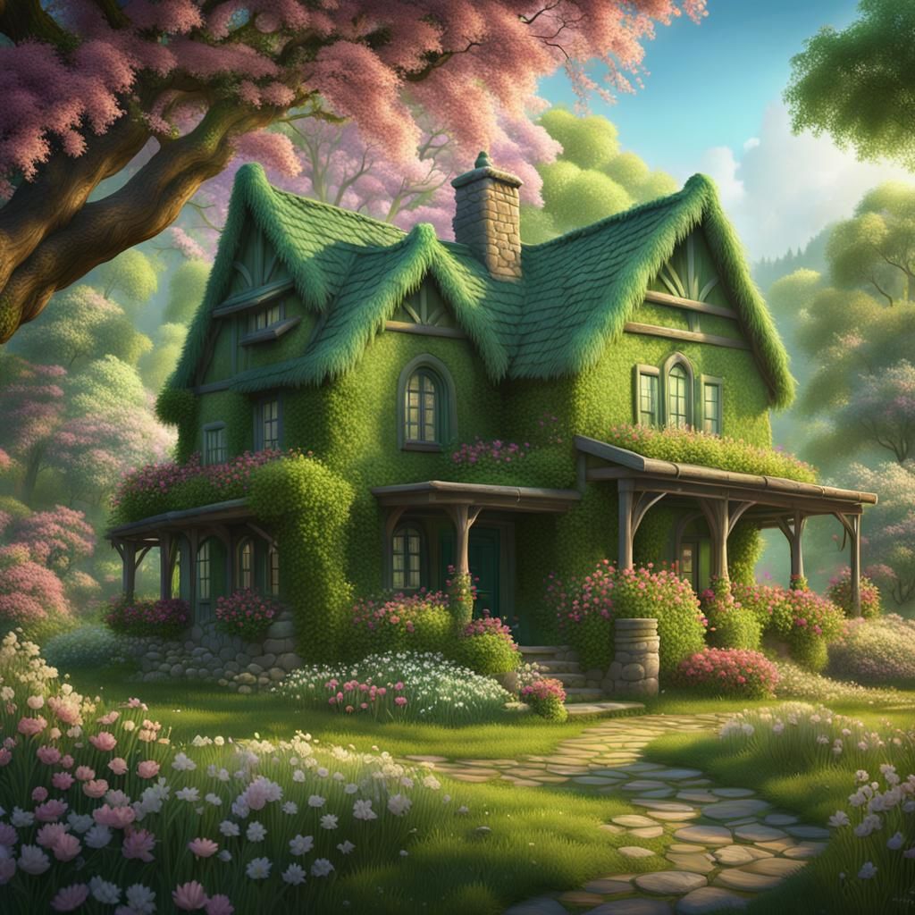 Lush Spring Cottage in Fantasy Concept Art