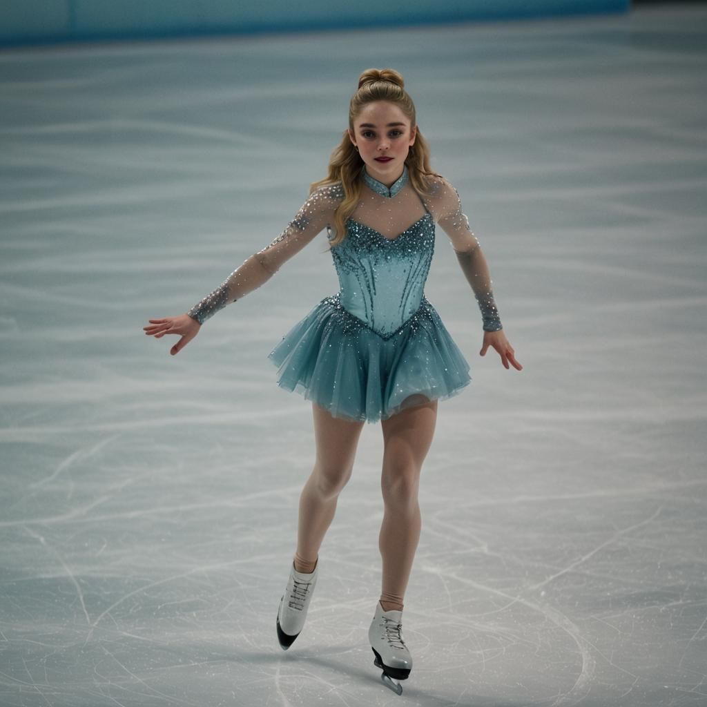 Sabrina Carpenter as Figure Skater: Cinematic Film Still