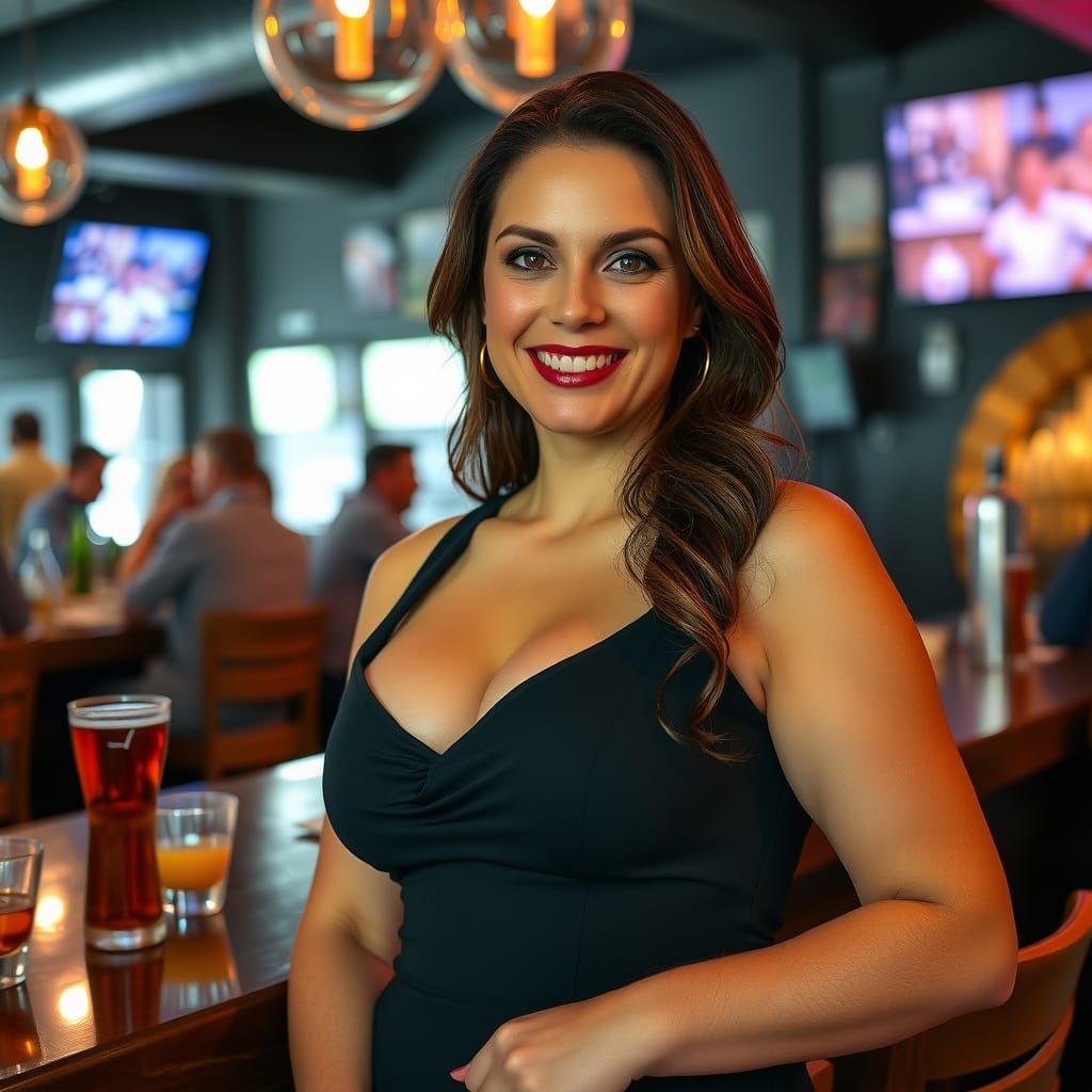 Confident Woman in Black Dress Portrait