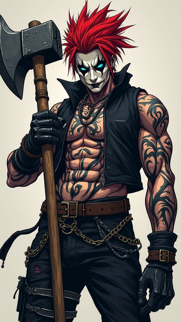 Edgy Emo Goth Warrior in ICP-Inspired Face Paint