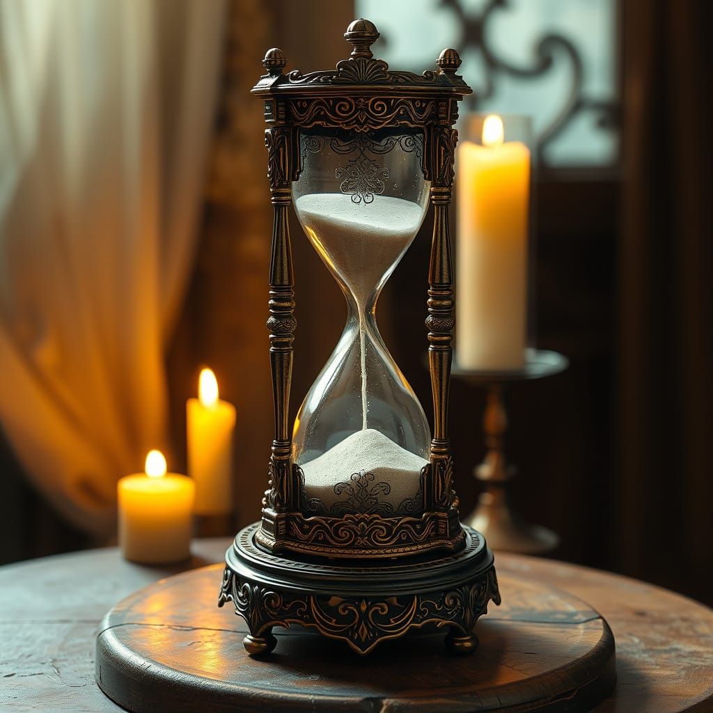Ethereal Hourglass Defies Time in Golden Glow