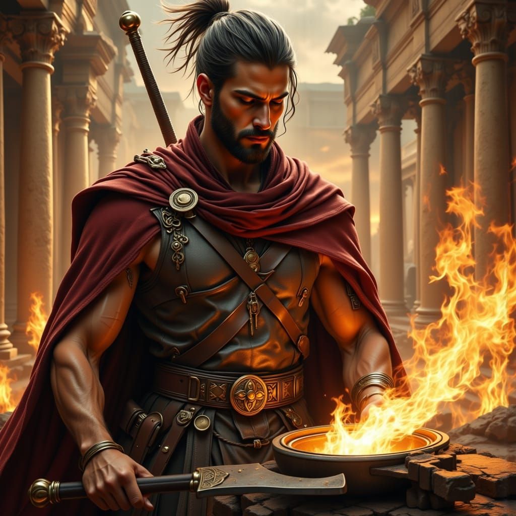 Hadúr-Ògún: God of Fire and Metal in Cinematic Style