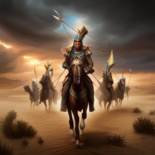 Pharaoh Leads Soldiers into Desert, Matte Painting