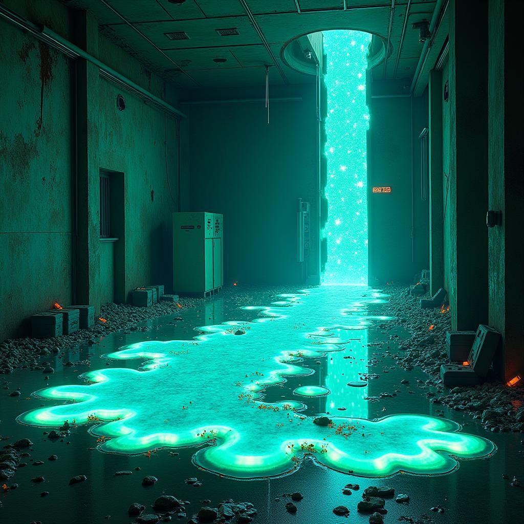 Radianite Spill in a Futuristic Cityscape