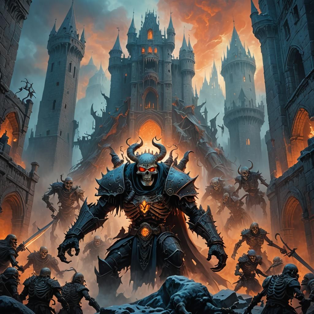 Epic One-Eyed Beast vs Skeletons: Gothic Dark Fantasy