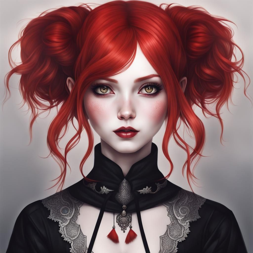 Enchanting Goth Kitsune Girl Portrait