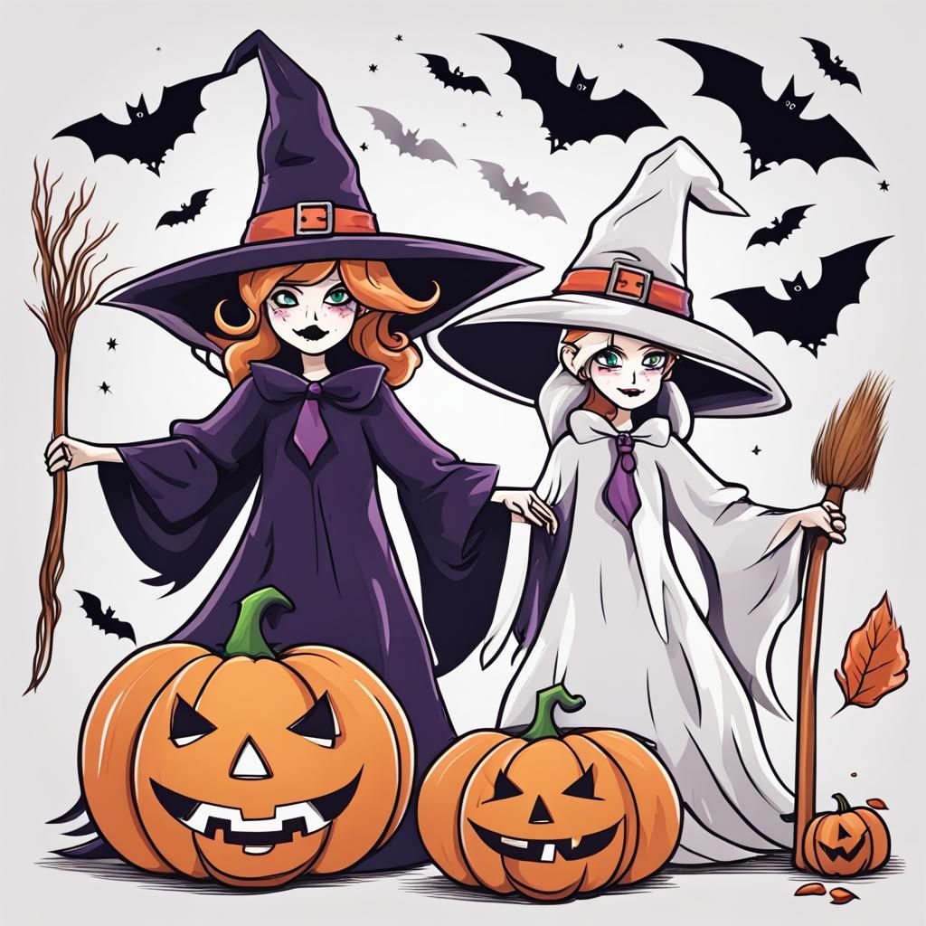 Halloween Witches and Ghosts