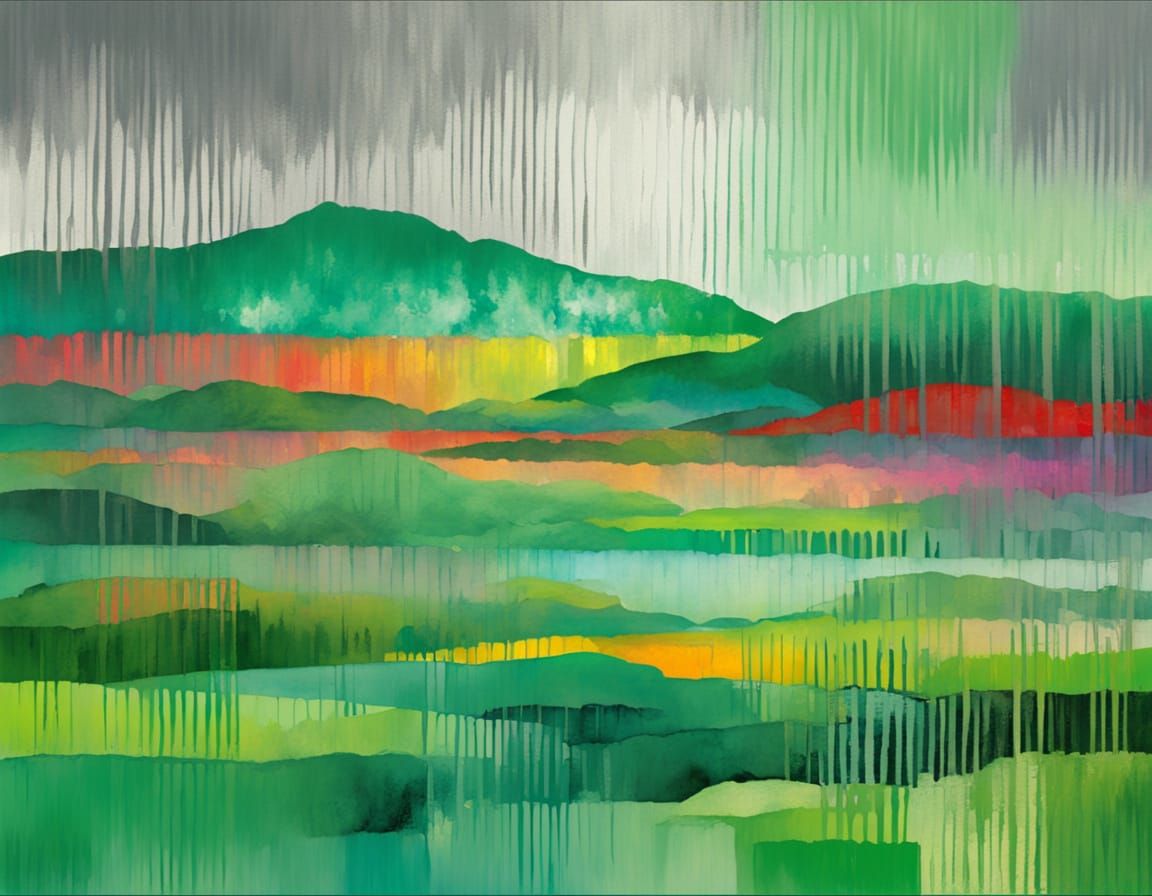 Vibrant Spring Rainstorm in Opalescent Colors