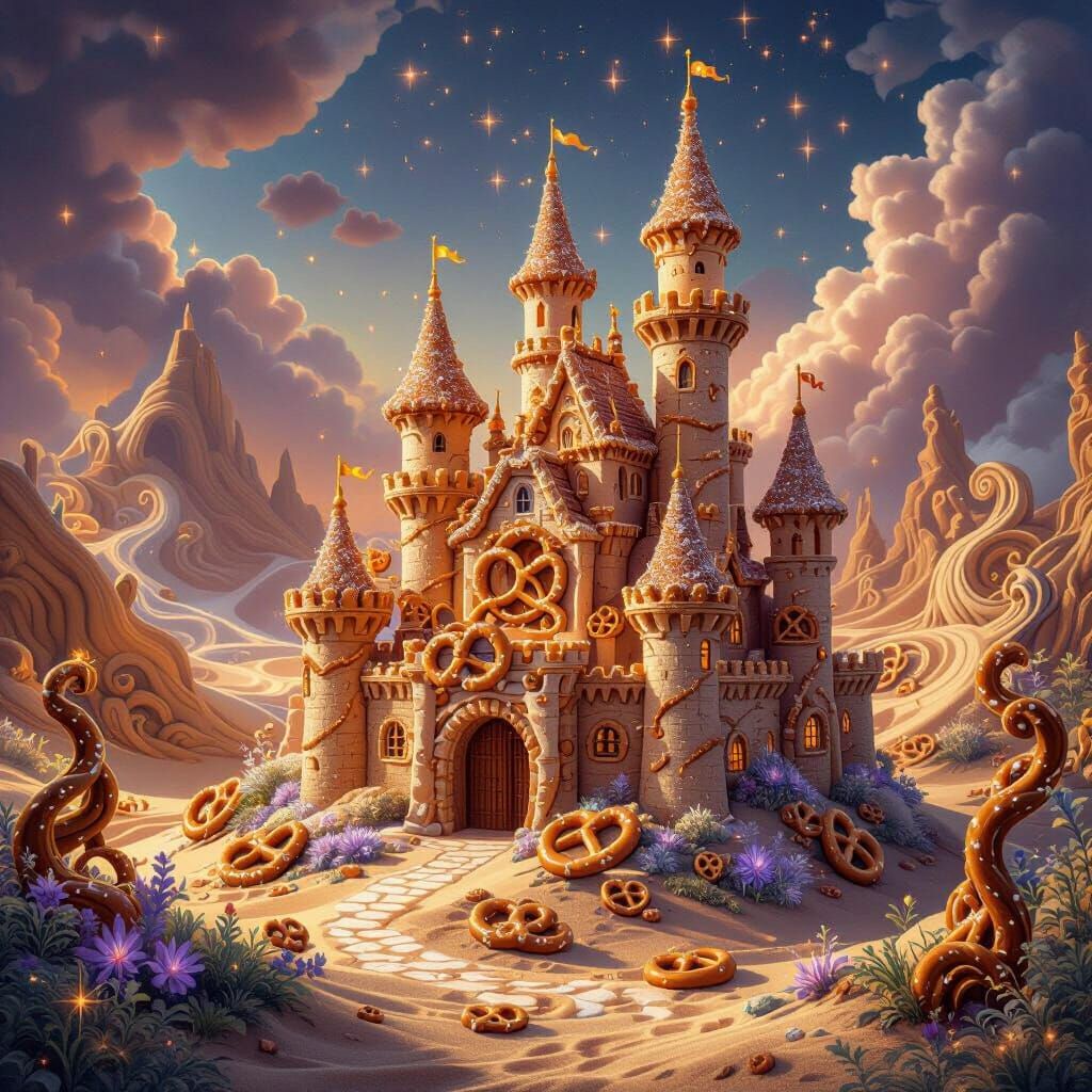 Cinnamon Pretzel Castle on Sandalwood Fantasy Landscape