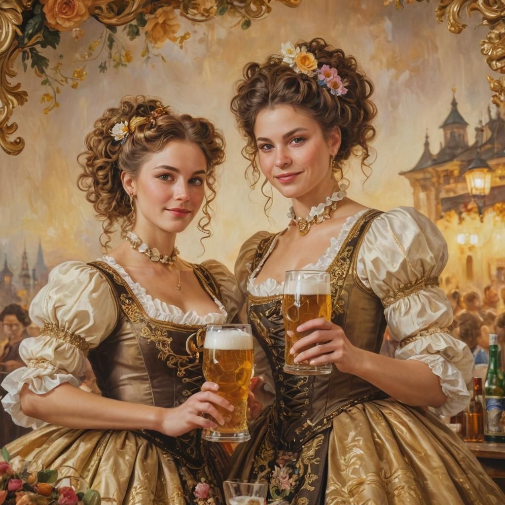 Oktoberfest Bartenders in Prague: A Rococo Portrait