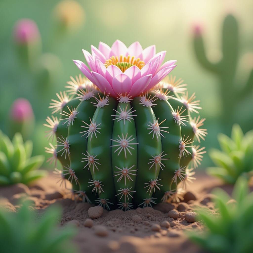 Anime Blooming Cactus with Protective Spikes
