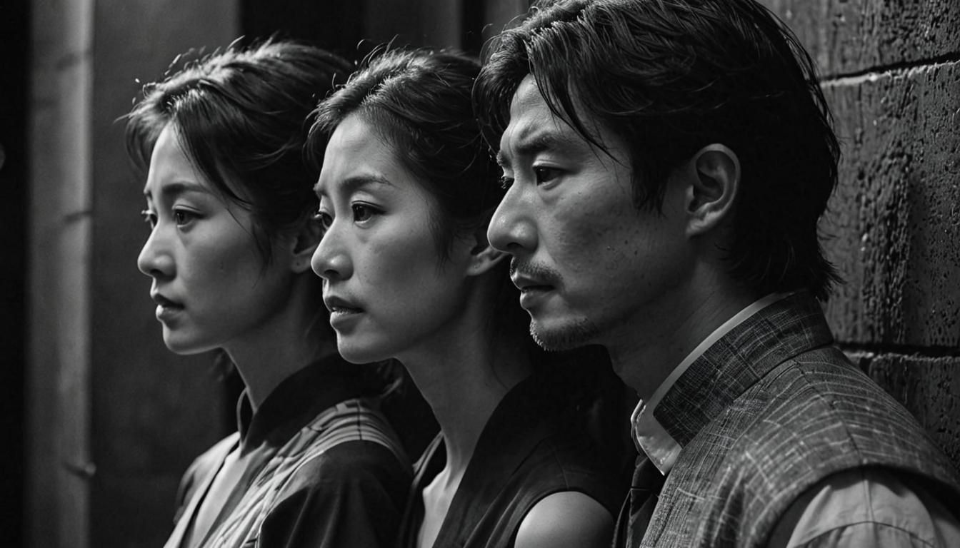 Monochrome Japanese Portrait in Anime Mannerism Style