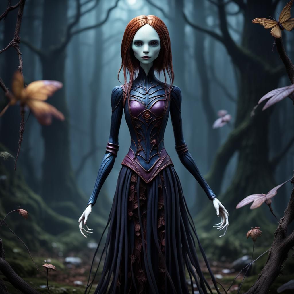 Fantastical Porcelain Fairy Doll in Detailed Matte Painting