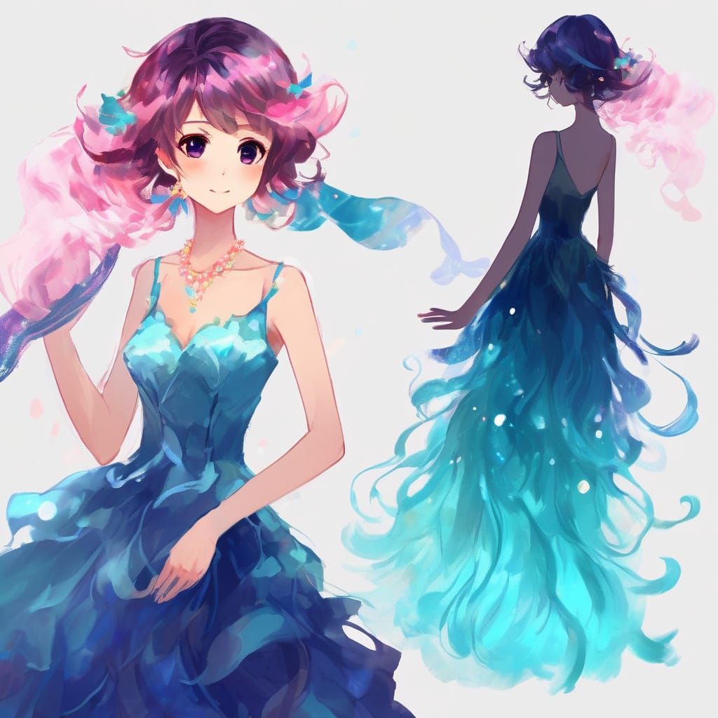 Serene Anime Scene with Minimalist Invention, Digital Oil Pa...