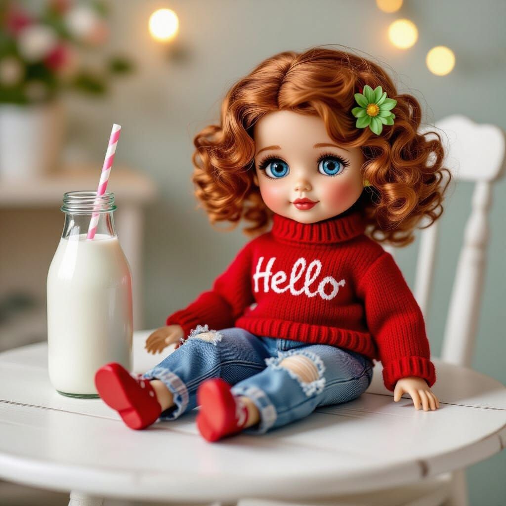 Vintage Doll with Red Hair and Blue Eyes