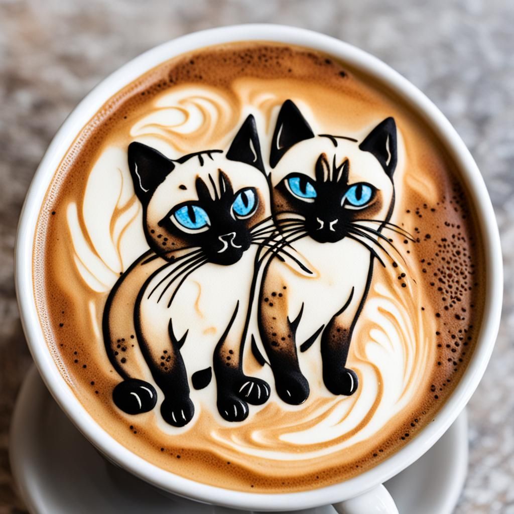 Siamese Cats Latte Art