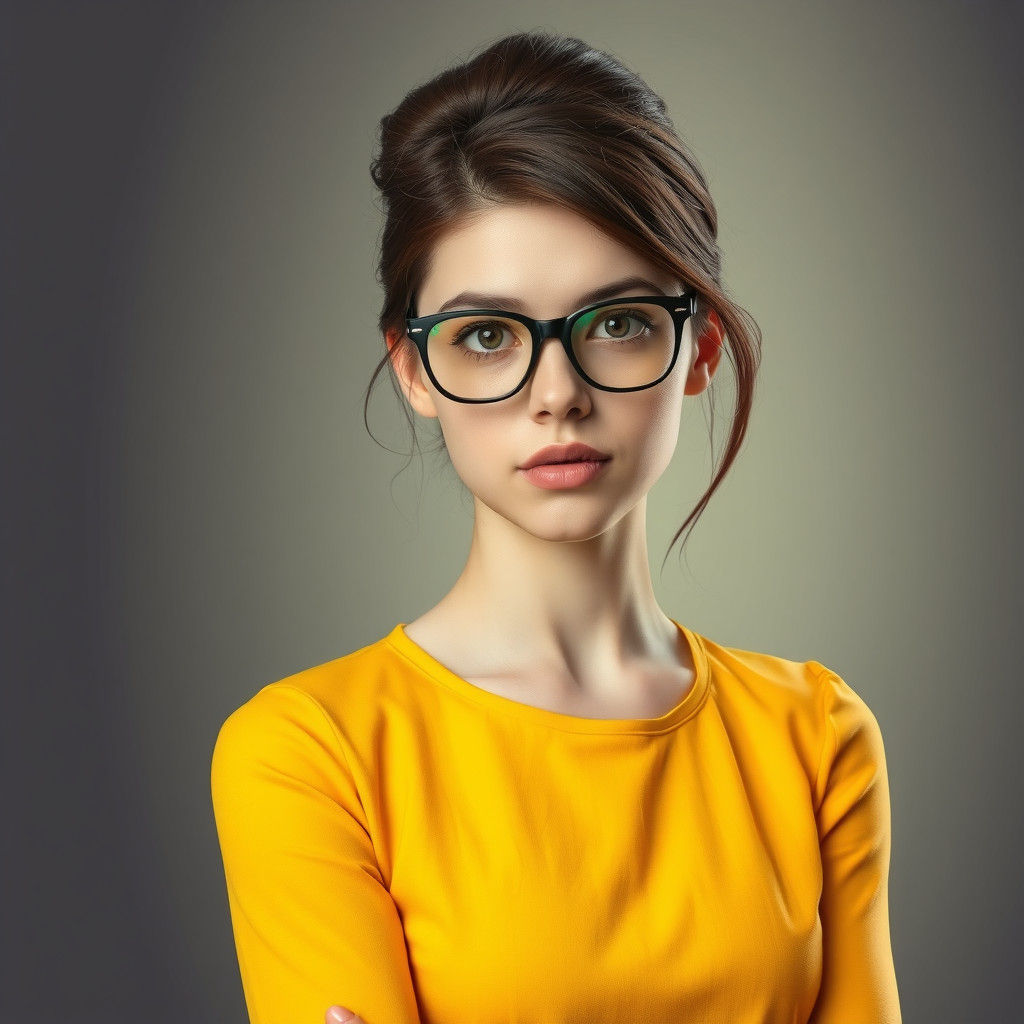 Woman in Yellow Dress: Realistic Digital Portrait