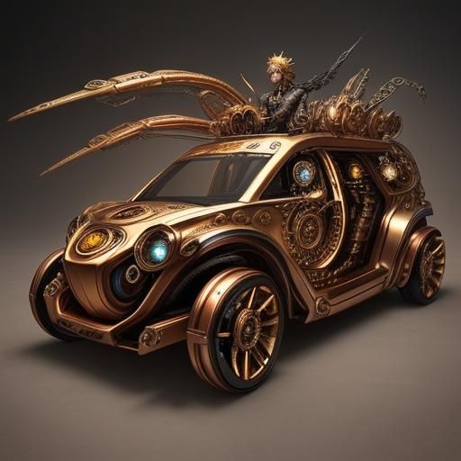 Futuristic Magical Vehicle with Steampunk Engine