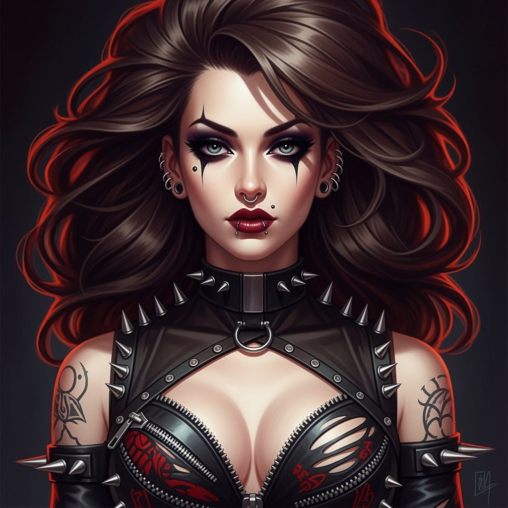 Gothic Punk Woman Portrait in Dynamic Lighting
