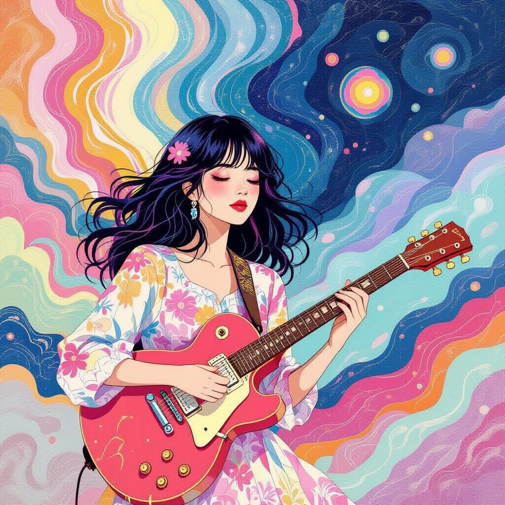 Dreamy Shoegaze Scene in Abstract Expressionist Style