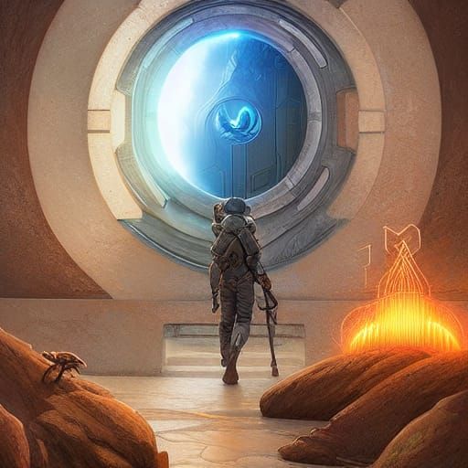 Stargate to Another World: Detailed Mixed Media Art