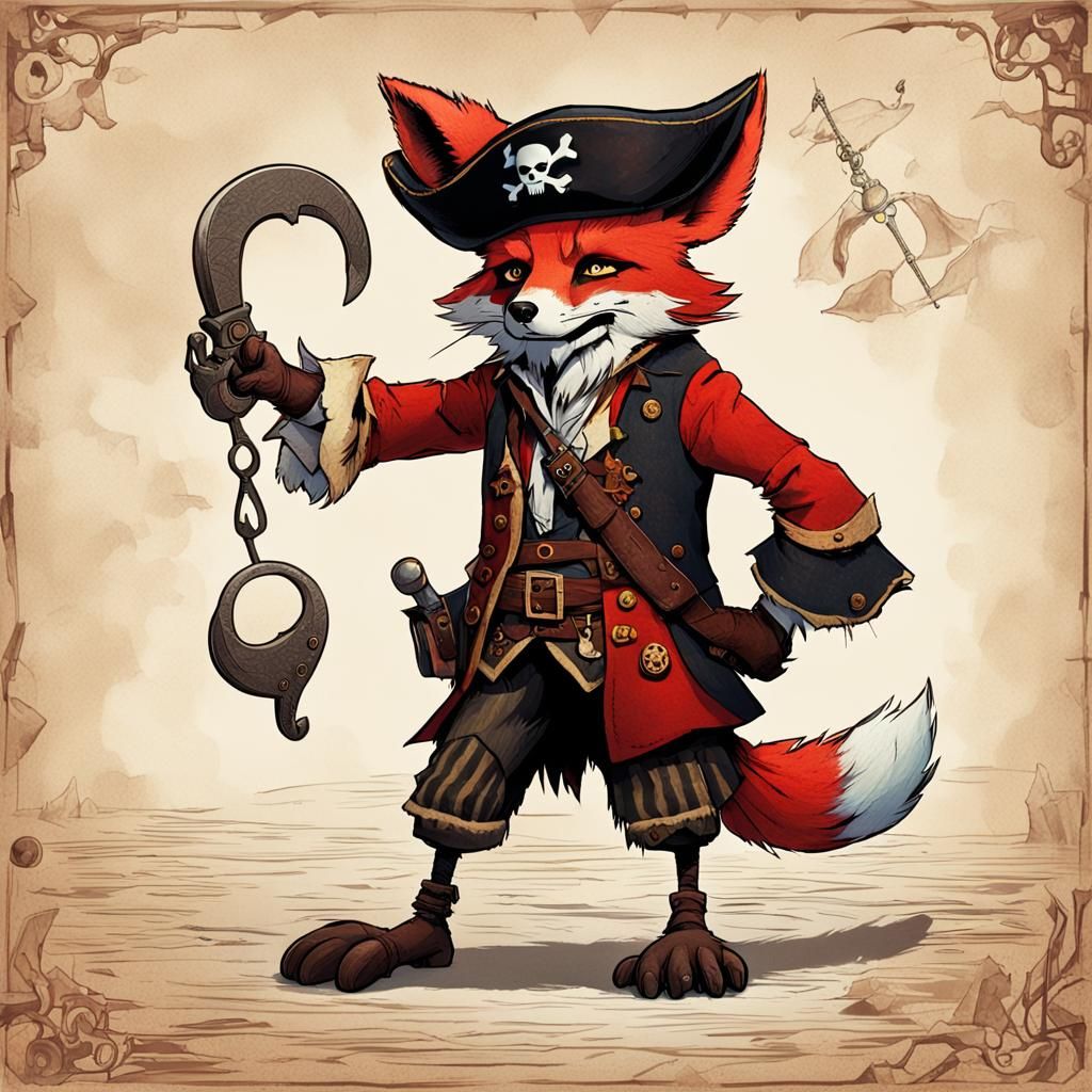 Animatronic Pirate Fox with Hook and Eye Patch
