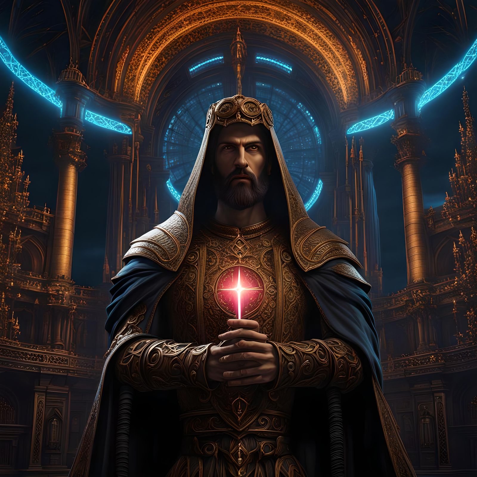Futuristic Christ in Detailed Matte Painting