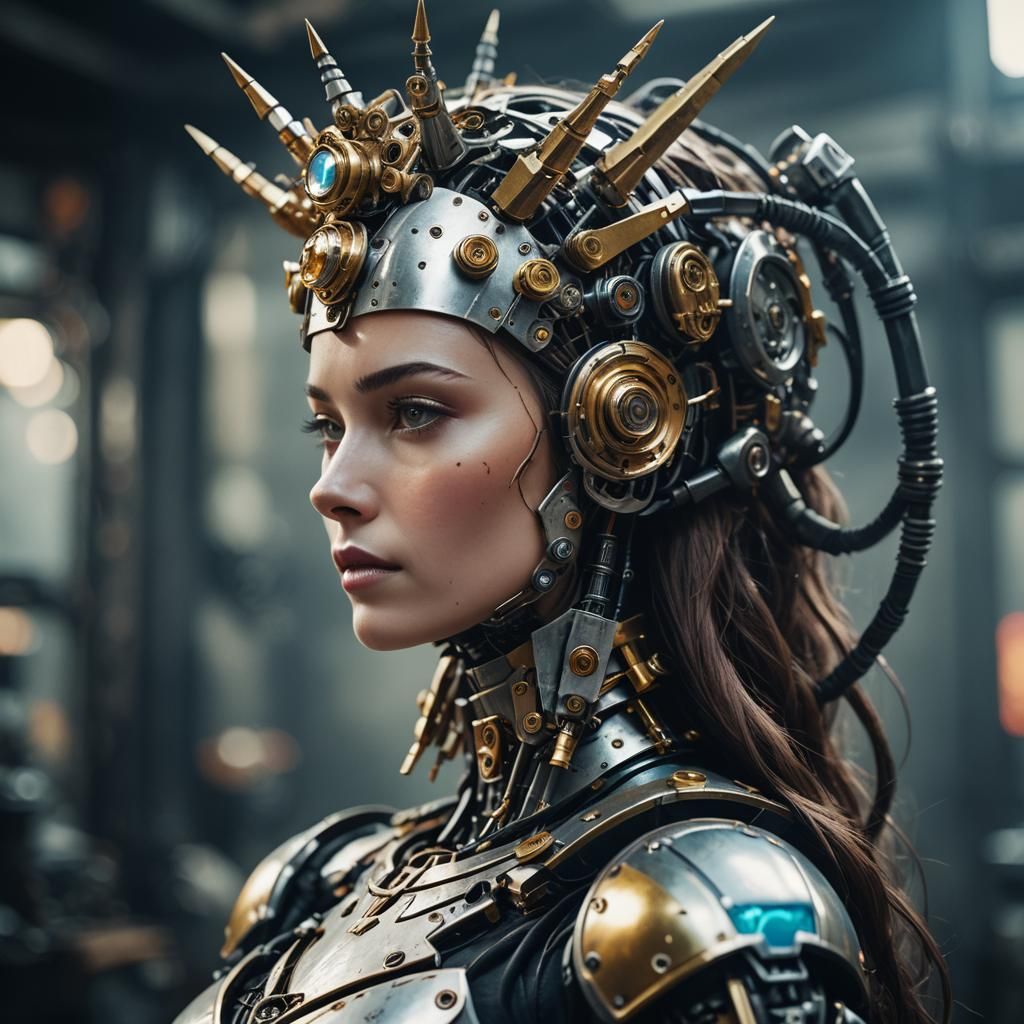 Robot Goddess Portrait in Cinematic Style