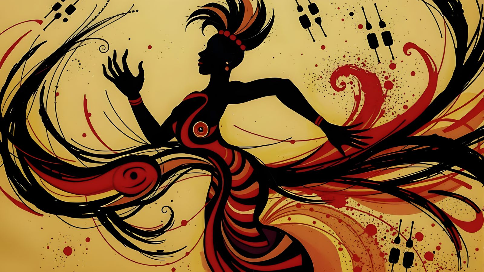 Energetic Figure in Modern European Ink Painting Style