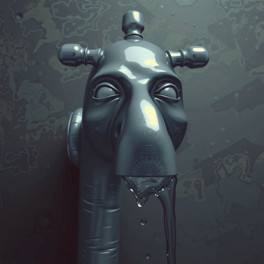 Surrealist Portrait of a Sleeping Faucet in a Golden Sunset ...