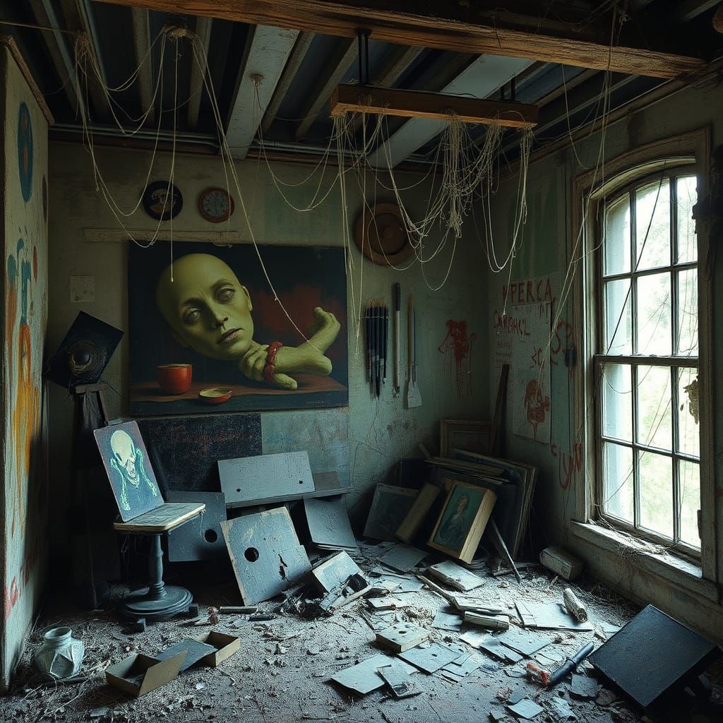 Surreal Abandoned Art Symbolizing Hopelessness and Lost Ligh...
