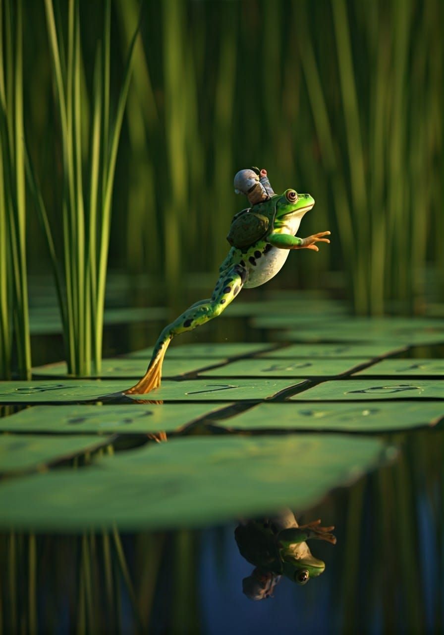Frog on Lilypad Hopscotch: Nature Photography