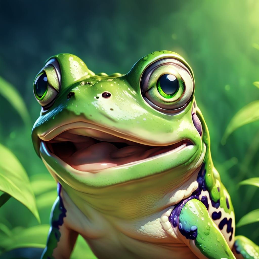 Surprised Frog in Anime Manga Style