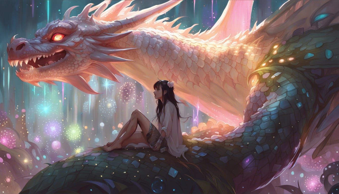 Fairy and Dragon in Detailed Fantasy World