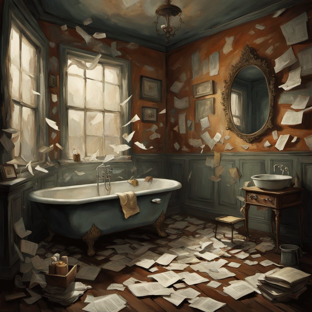 Surreal Whirlwind in a Vintage Bathroom