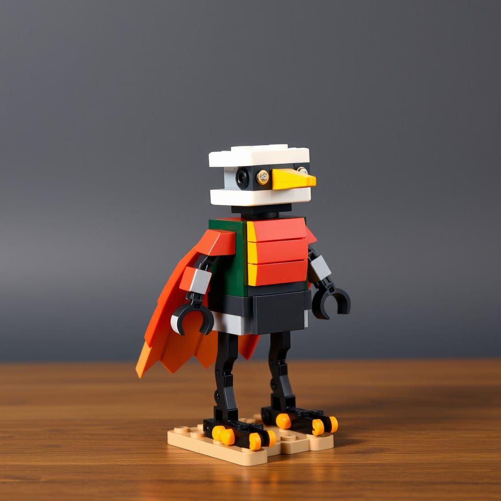 robin made out of Mekanse (Lego) bricks