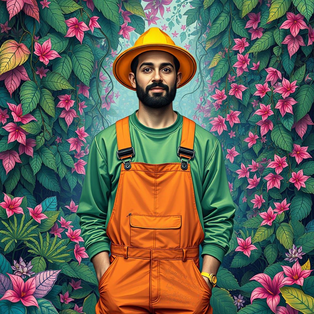 Surreal Botanical Scene in Vibrant Colors