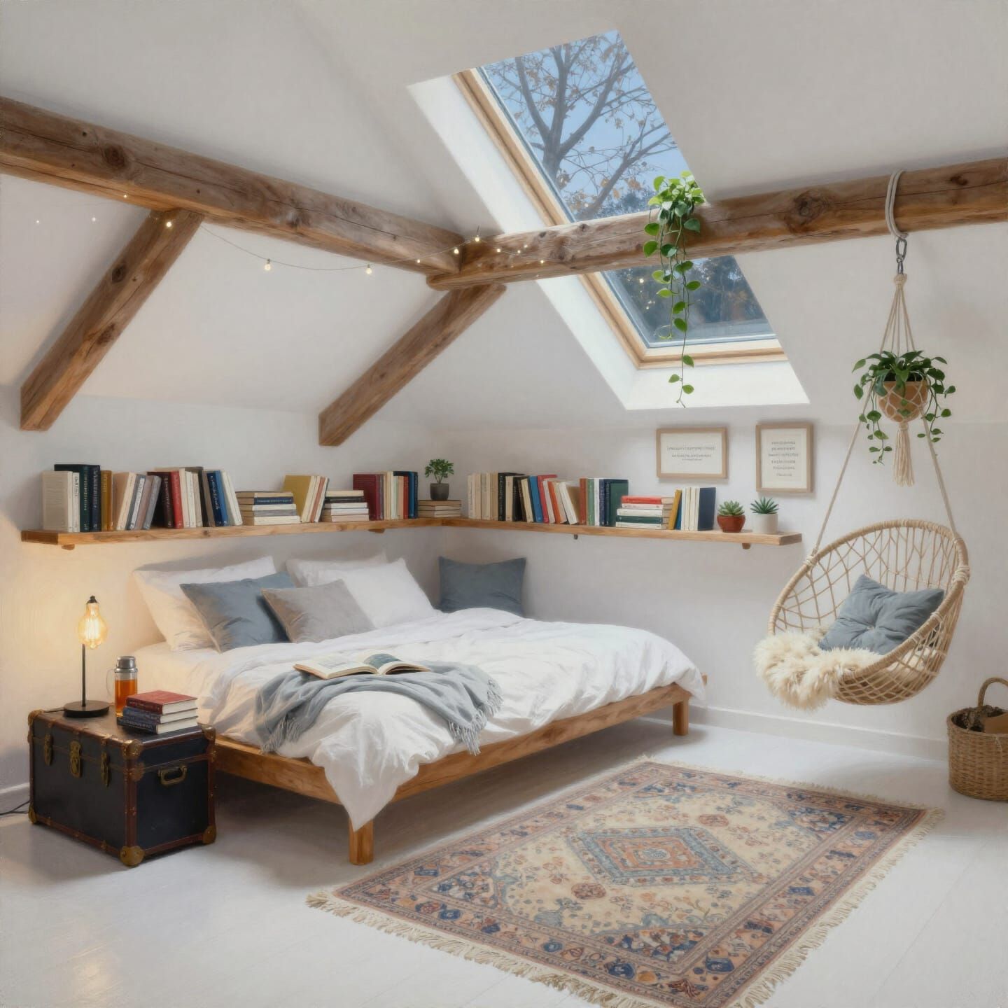 Cozy Attic Reading Nook Oil Painting