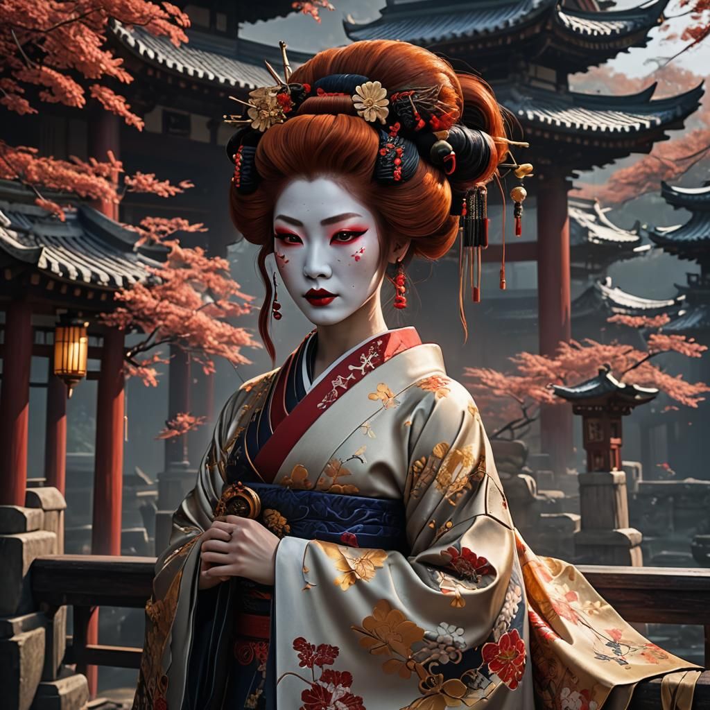 Geisha in Valhalla: Detailed Fantasy Concept Art