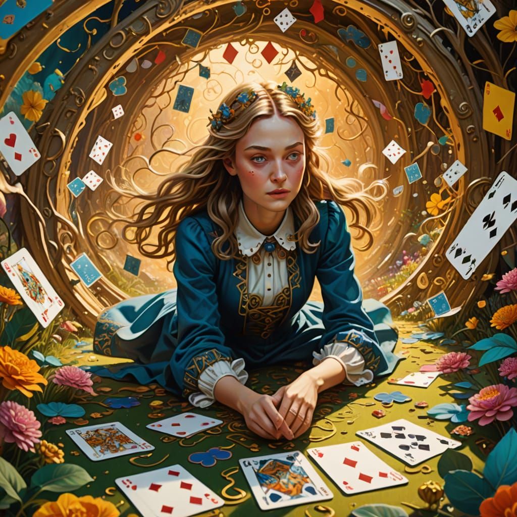 Alice in Wonderland: Surrealist Dreamscape in Oil Paint