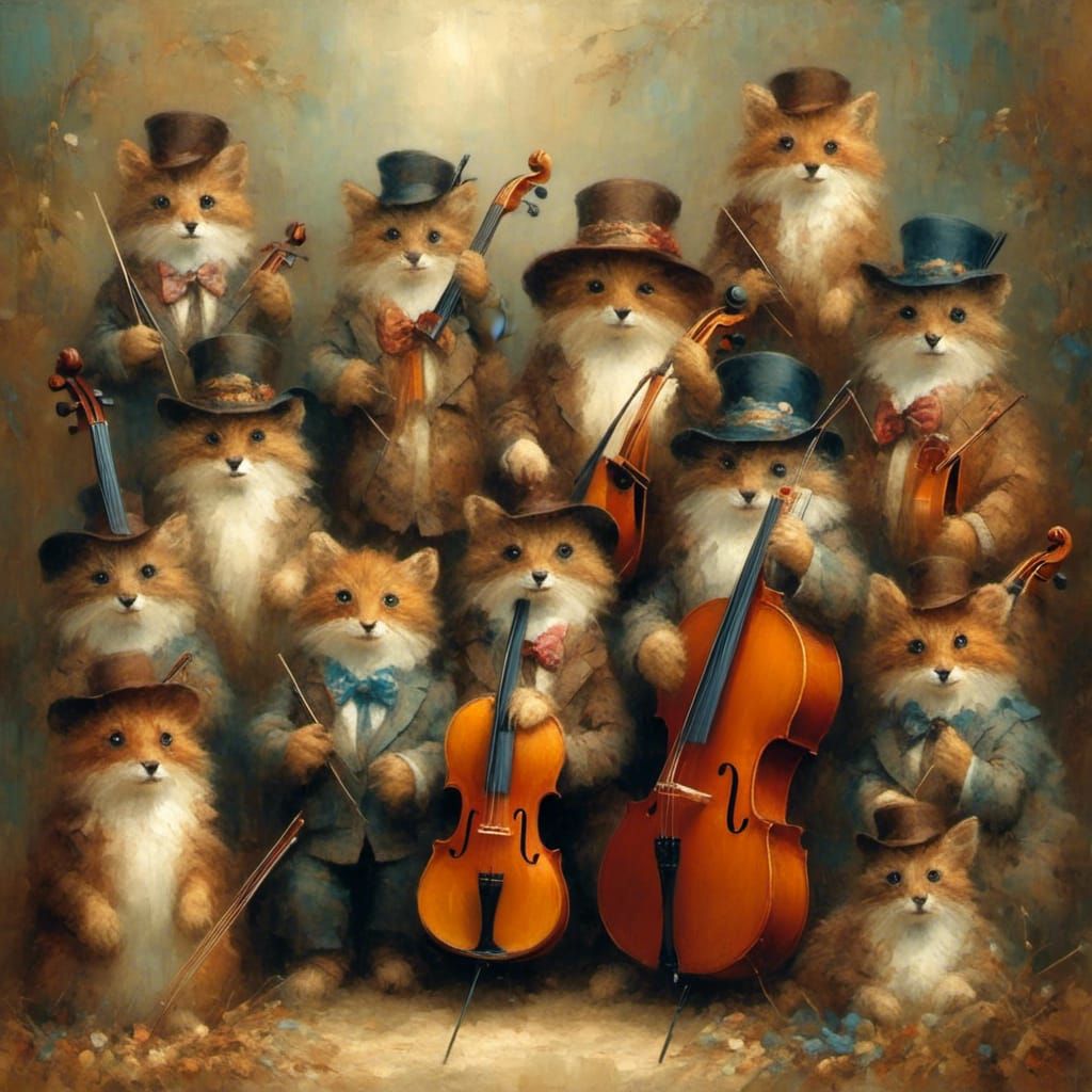 Animal Music Band in Impressionistic Style
