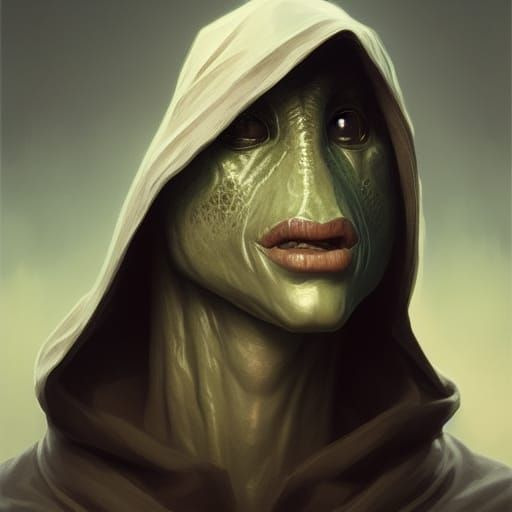 Detailed Portrait of a Hooded Alien Creature