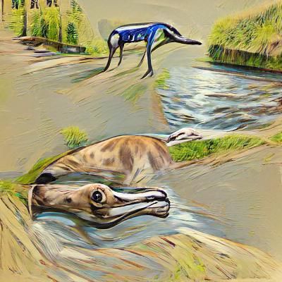 Greyhound Gazing at River