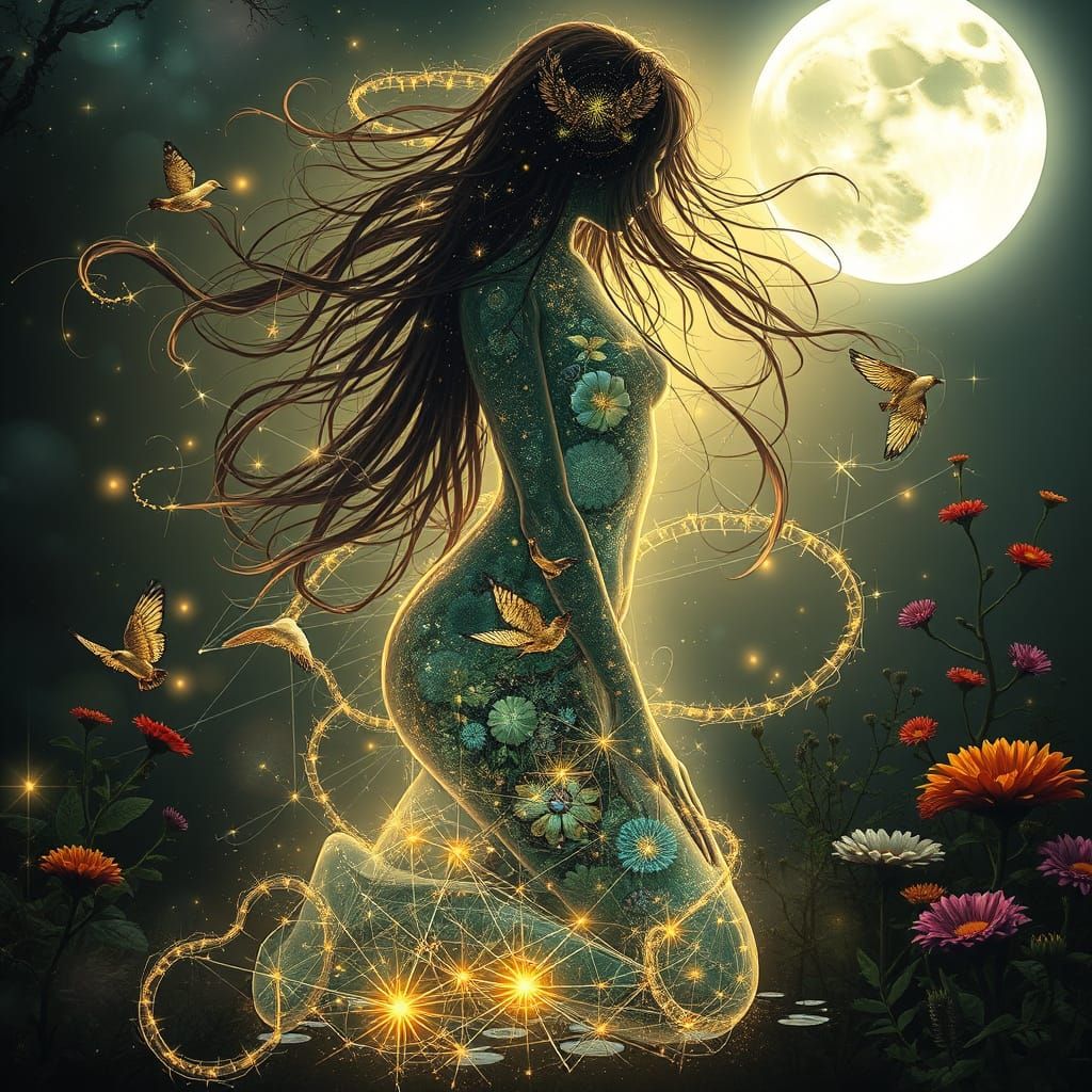 Ethereal Goddess Embodies Seasons and Mythical Creatures in ...