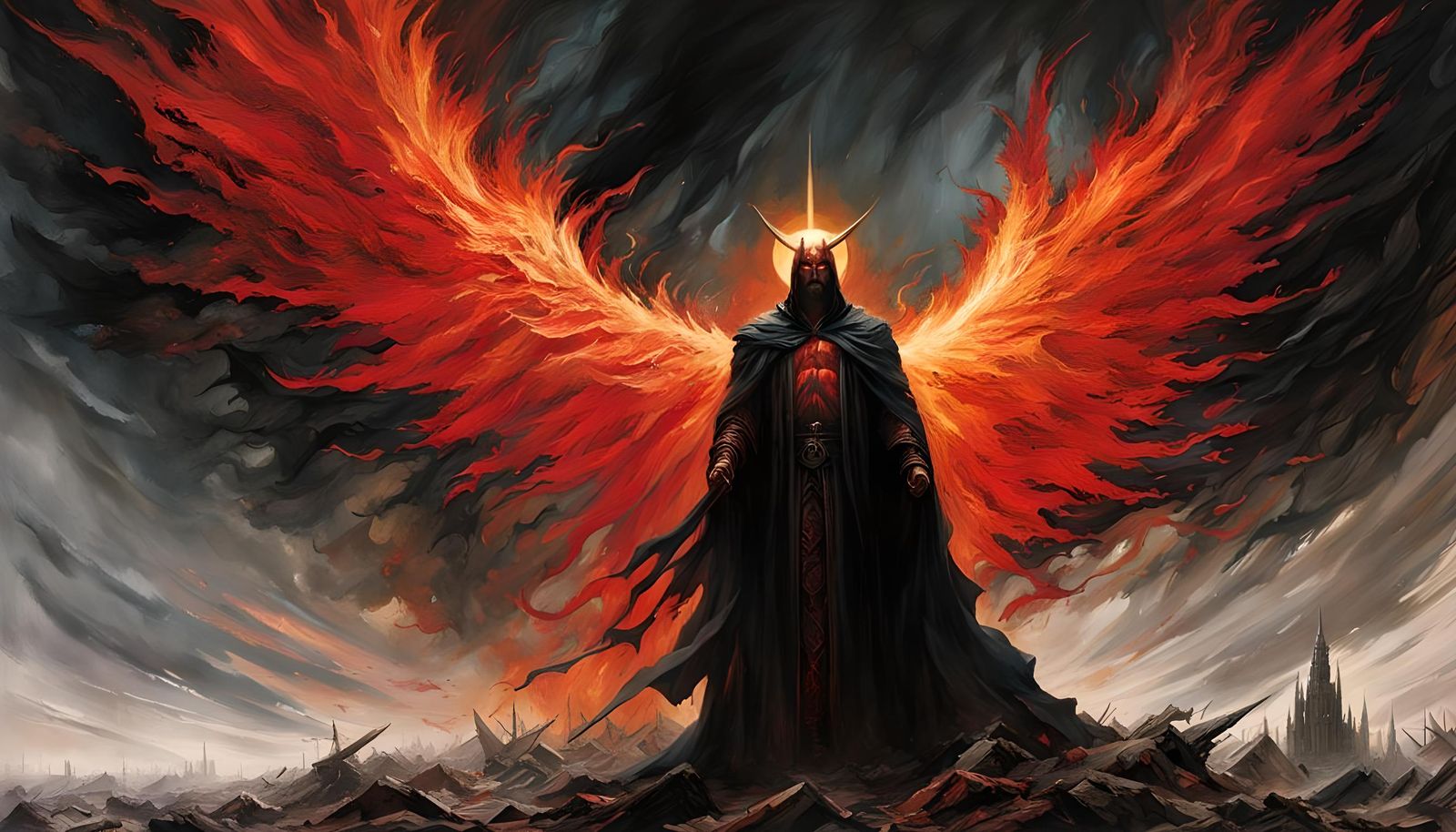 Majestic Fallen God as Dark Fantasy Art