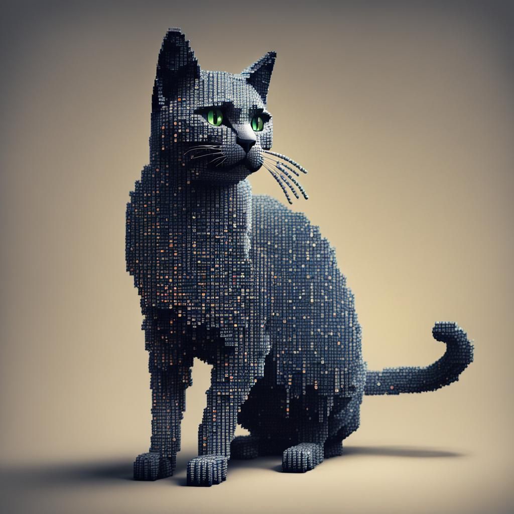 Cat Made of Code: AI Generated Image