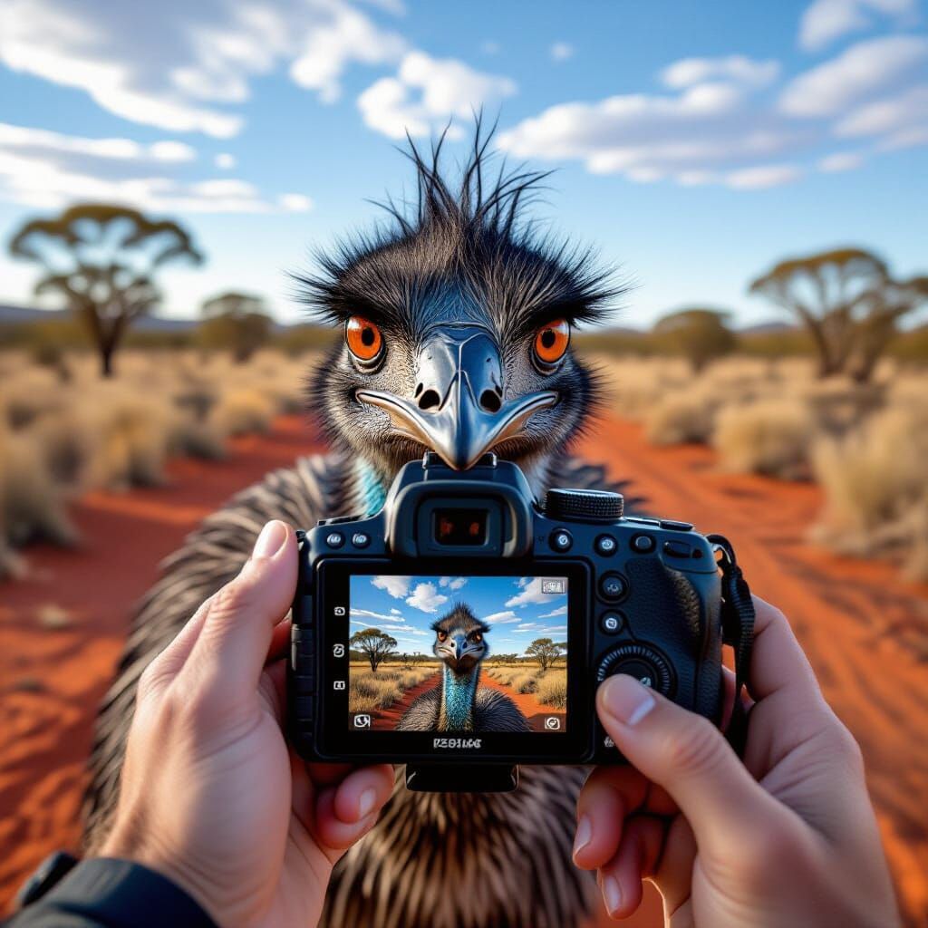 Photographer Captures Glaring Emu in Outback